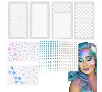 Amacoam Brillantes Decorar Cara Plantillas Escama de Pescado Plantilla Dibujo Pintura Escama Pegatinas Diamantes Imitación Pegatinas Autoadhesivas con Brillos Diamantes para Festival, Niños, DIY