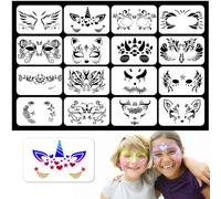 Amacoam Plantillas de maquillaje para niños, 16 unidades, plantillas de pintura facial, plantillas de tatuaje, plantillas de tatuaje, pintura facial, plantilla de maquillaje para niños y artistas