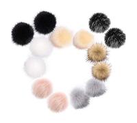 Amacoam Pompones de Pelo para Gorros Faux Bola de Pompón de Pelo de Zorro 14 Piezas 10 cm Pompones Artificial Piel Bola con Cordón Elástico para Llaveros Bolsos Tejer Sombreros Bufandas Zapatos