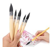 Amacoam Set Profesional Pinceles de Acuarela para Viaje, Set 4 Redondo #1#3#5#6 para Acuarelas, Acrílicos, Tintas, Gouache, Pintura óleo y Témpera