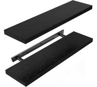 Amada Estanteria Pared 60 cm con Soportes Invisibles, Juego de 2, Negro
