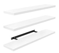 AMADA HOMEFURNISHING 60cm Baldas Flotantes Pared, Estantes de Pared para Baño/Salón/Dormitorio/Cocina, Juego de 3 Estanteria Blanca con Soportes Invisibles - AMFS08
