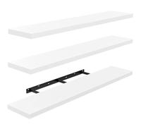 AMADA HOMEFURNISHING 90cm Baldas Flotantes Pared, Estantes de Pared para Baño/Salón/Dormitorio/Cocina, Juego de 3 Estanterias de Pared Blancos con Soportes Invisibles - AMFS45W