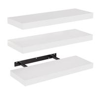 AMADA HOMEFURNISHING Baldas Flotantes Pared, Estantes de Pared para Baño/Salón/Dormitorio/Cocina, Juego de 3 Estanteria Blanca con Soportes Invisibles - AMFS08
