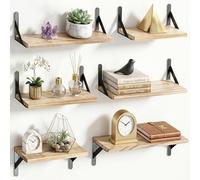 AMADA HOMEFURNISHING Juego 6 Estanteria Pared, Estilo Rústico Campestre, Baldas Flotantes Pared Madera para Decoración de Pared, Almacenamiento en Baño y Dormitorio, Baldas para Libros en Sala
