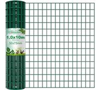 Amagabeli 1.0Mx10 M,Malla 50x75 cm,Malla Metalica Electrosoldada Galvanizada y PVC, Valla Metálica de Jardín, Rollo de 2.0 mm para Protección y Cercado Residencial, Verde RAL6005 (Conejera, Perros)