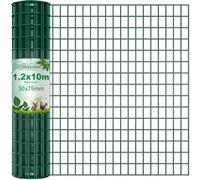 Amagabeli 1,2Mx10 M Malla Metalica Electrosoldada Galvanizada y PVC, Valla Metálica de Jardín, Malla 50x75 cm, Rollo de 2.0 mm para Protección y Cercado Residencial, Verde RAL6005 (Conejera, Perros)