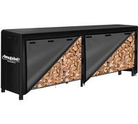 Amagabeli 244cmx122cmx35,6cm Estante para leña de con cubierta conjunto combinado de soporte impermeable para leña al aire libre para chimenea apilador de madera resistente para troncos de pati