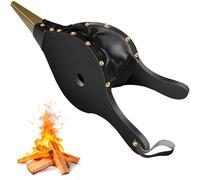 Amagabeli - Fuelle de chimenea de 43 cm x 19 cm, boquilla grande de madera fundida para acampar al aire libre, barbacoa, parrilla, chimenea, bomba de fuego, accesorios con correa para colgar (negro)