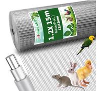 Amagabeli Malla Electrosoldada Galvanizada Malla Soldada 12,7x12,7/ 120cm, Rollo 15 Metros Rollo Malla alambre Metalica Grosor del alambre 0.85mm Malla Pajarera Metalica