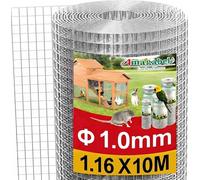 Amagabeli Malla Electrosoldada Galvanizada, Rollo 1.16M x 10M, Luz de Malla 12x12mm, Alambre de 0.9mm de Grosor - para Cerramientos, Gallineros, Jardín y Refuerzo