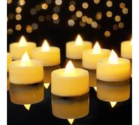 AMAGIC 12 velas de té sin llama LED sin llama para Halloween, bodas (blanco cálido)