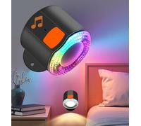Amagle Lámpara de Pared Recargable con Altavoz Bluetooth, 3 Temperaturas de Color, 5 Modos RGB con Sincronización Musical, Regulable, Giratoria 360°, Lámpara de Noche para Dormitorio Infantil y Salón