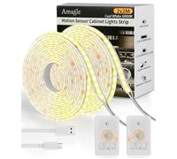 Amagle Luces LED Sensor de Movimiento, 2 Piezas 2 Metros Tira Luces COB LEDs para Cuarto Cocina Habitacion Pilas 2200 mAh, Luz Tiras LED Luce para Uso Debajo Del Armario con Sensor de Movimiento 250lm