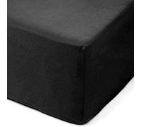 Amago - Sábana Bajera, Borde de 50 cm, 100% Algodón, 140 x 200 cm - Negro