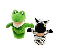 Amagogo 2 Marionetas de Mano de Animal con Boca, Peluche de Animal para Hacer Ejercicio en Interiores, enseñar y Regalar preescolares, Rana Cebra