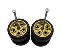 Amagogo 2 Piezas 1/64 RC Car Wheels and Tires RC Car Parts Professional Direct Reemplaza Piezas de Repuesto Accesorios de fácil instalación, Oro