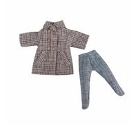 Amagogo 2 Piezas Abrigo de Cuadros para Muñeca Gabardina Leggings Conjunto Ropa Muñeca Botones Decorativos Textil Suave Diseño Clásico Apta para Muñecas, Rosa