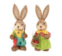 Amagogo 2X estatuilla de Conejo de Primavera, Adornos de de Paja de Pascua, Conejo de Paja Artificial de Recuerdo para decoración de Mesa del hogar, Estilo a