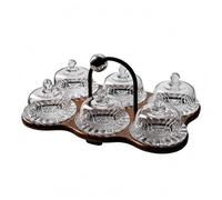 Amagogo 6 Piezas Bandeja de Aperitivos de Madera Copas Postre Vasos Faceteados Recipientes con Tapa Soporte con Asa Diseño para Transporte Base Robusta