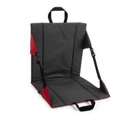 Amagogo Asiento Plegable para Exterior Cojín Respaldo Almohadilla Colchoneta con Acolchado Base Antideslizante y Ángulo de Respaldo Regulable en Poliéster, Rojo Gris Empalmado