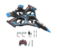 Amagogo Avión RC de Espuma, Planeador de, Resistente a colisiones, Evita obstáculos, avión de Control Remoto, Modelo de 2,4 GHz, Azul con 2 Batería