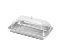 Amagogo Bandeja de Acero Inoxidable con Tapa Transparente, Soporte para Tartas, Resistente al Polvo, Bandeja de Comida Cubierta para Festivales, cocinas y, 40x30x5cm