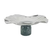 Amagogo Bandeja Industrial Cuenco Centro de Mesa Soporte de Acero Inoxidable con Florales y Base Marmoleada Adecuada para Encimeras de Comedor Salones