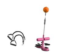 Amagogo Barra de Abdominales 2 en 1, de Asistencia para Abdominales, Objetivo de Boxeo con 2 ventosas, Pelota de Boxeo de pie para Hacer Ejercicio, Cuerda Gruesa Rosa