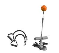 Amagogo Barra de Abdominales 2 en 1, de Asistencia para Abdominales, Objetivo de Boxeo con 2 ventosas, Pelota de Boxeo de pie para Hacer Ejercicio, Cuerda Gruesa Gris