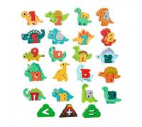 Amagogo Bloques de Aprendizaje Infantil Letras Animales Numeración Puzzle Madera Dinosaurios Juegos Educativos Cognitivos Desarrollo Vocabulario Aritmética, Dinosaurio con Números