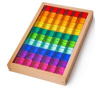 Amagogo Bloques de Construcción Educativos para Niños Set de Ladrillos Piezas Juguete Didáctico con Inserciones de Acrílico Transparente y Acabados de Madera