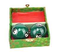 Amagogo Bolas de de manos con caja de almacenamiento Fortalecimiento de la muñeca de la mano Compacto la rigidez Fitness Bolas de Baoding, Tai Chi Verde