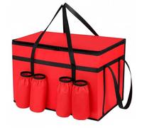 Amagogo Bolsa para Pizza con Asas Gran Capacidad, Rojo | Impermeable, Bolsa Térmica con Cremallera, Resistente, para Picnic
