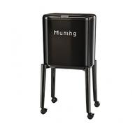 Amagogo Bote de Basura de Cocina Cubo de Residuos Papelera Contenedor con Tapa de Presión y Ruedas Discretas para Movilidad Estructura Rectangular Redondeada, Negro Retro