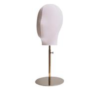Amagogo Cabeza de bloque de lienzo para peluca, cabeza estable (ajustable de 17,91 a 23,23 pulgadas), cabeza de entrenamiento de mesa, cabeza de exhibición de, oro