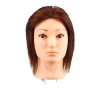Amagogo Cabeza de maniquí de cabello humano para entrenamiento, multiusos, para peluquería, escuela de cosmetología, MarrÓn