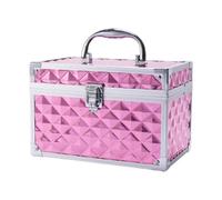 Amagogo Caja de maquillaje profesional Caja de maquillaje Hard Shell impermeable Múltiple soporte cosmético Organizador de almacenamiento de arte de uñas para, Pink a