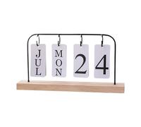 Amagogo Calendario de madera con tapa abatible, calendario diario con diseño de bloque, planificador diario para habitación, oficina y escritorio, Negro