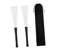 Amagogo Cepillos de batería con bolsa de tela, extensibles, prácticos regalos, accesorios de percusión para batería, práctica de batería, tocar tambores, Blanco