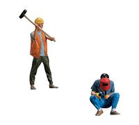 Amagogo Conjunto de 2 Figuras en Miniatura de Obreros Constructores a Escala 1:32 en Material Duradero