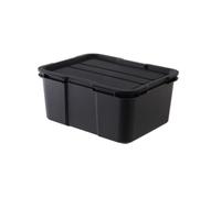 Amagogo Contenedor de Almacenamiento Exterior Caja Organizador Recipiente Baúl con Tapa Rígida de Plástico Apilable y Cierre Ajustado Adecuado para Coche, Negro, 32.3 25.5 14.6 9L