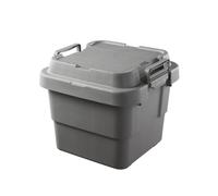 Amagogo Contenedor de Almacenamiento Exterior Caja Organizador Recipiente Baúl con Tapa Rígida de Plástico Apilable y Cierre Ajustado Adecuado para Coche, Gris Plateado, 39 30 35.7 22L