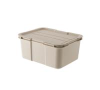 Amagogo Contenedor de Almacenamiento Exterior Caja Organizador Recipiente Baúl con Tapa Rígida de Plástico Apilable y Cierre Ajustado Adecuado para Coche, Caqui, 32.3 25.5 14.6 9L