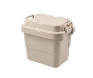 Amagogo Contenedor de Almacenamiento Exterior Caja Organizador Recipiente Baúl con Tapa Rígida de Plástico Apilable y Cierre Ajustado Adecuado para Coche, Caqui, 39 30 35.7 22L