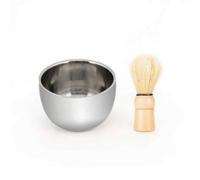 Amagogo Cuenco de Espuma de Afeitado Taza de Afeitar Bol de Jabón Recipiente para Brocha con Abertura Amplia para Espuma, Kit De Afeitado Incluye Brocha Para Barba Y Tazón De Metal Para Espuma