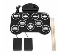 Amagogo Electronic Practice Drum Pad Electrónico de Mesa para Práctica con Almohadilla de Silicona Antirruido Múltiples de Pedales y Baquetas Adecuado para, Versión En Inglés