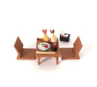 Amagogo Escena de Comedor en Miniatura Mesa Mini Rectangular Estilo Japonés Mobiliario Decorativo Pieza Ligera para Casa de Muñecas Adecuado para, Juego De Sushi De Mesa Y Silla Japonesa Juego Uno