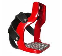 Amagogo Estribo de Acero Inoxidable de Aluminio Fundido con Jaula de Punta y Pedal Antideslizante Adecuado para Práctica de, Array, Rojo, Con Cubierta De Cuero De Vaca