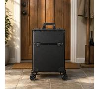 Amagogo Estuche de Maquillaje Profesional Maletín Trolley Caja Organizador con Almacenamiento por para Brochas y Herramientas, Negro Básico